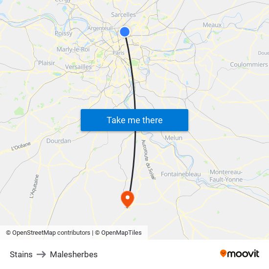 Stains to Malesherbes map