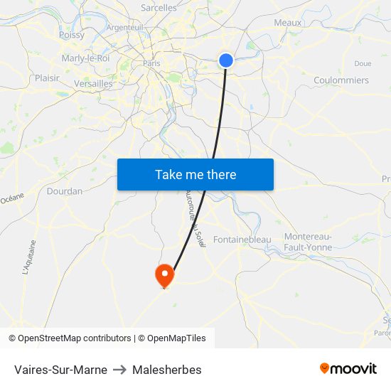 Vaires-Sur-Marne to Malesherbes map