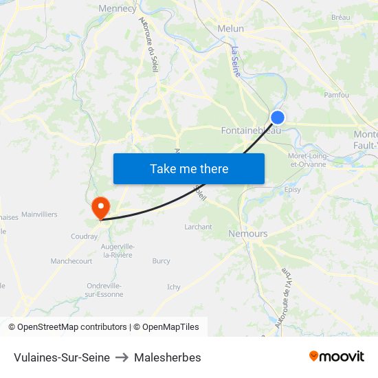 Vulaines-Sur-Seine to Malesherbes map