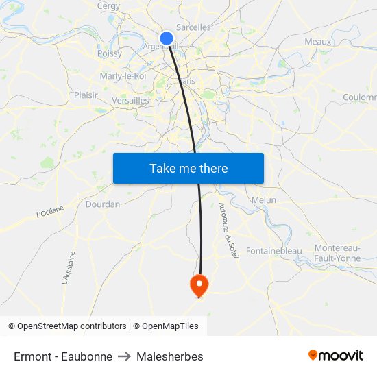 Ermont - Eaubonne to Malesherbes map