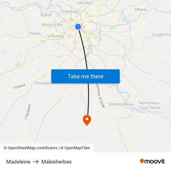 Madeleine to Malesherbes map