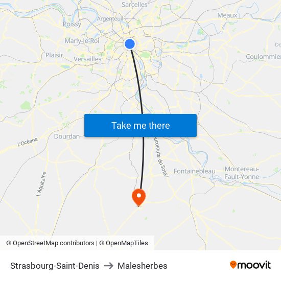 Strasbourg-Saint-Denis to Malesherbes map