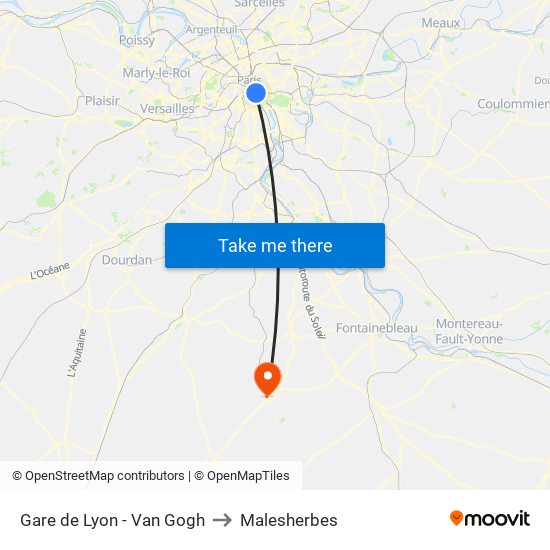 Gare de Lyon - Van Gogh to Malesherbes map