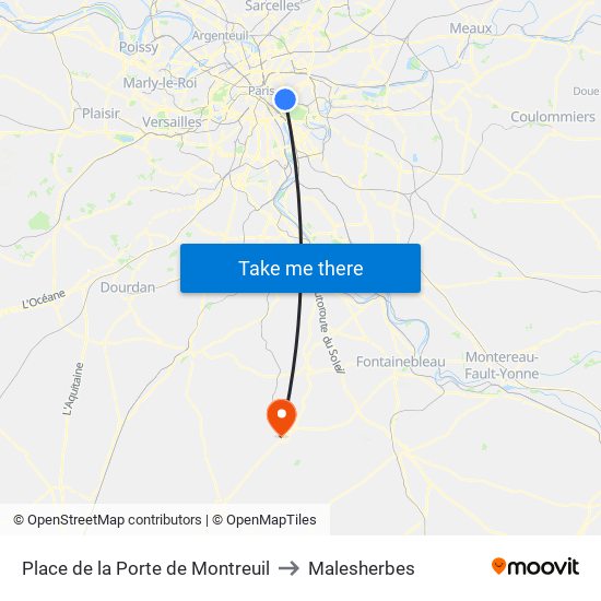 Place de la Porte de Montreuil to Malesherbes map