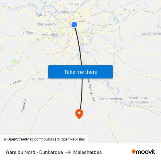 Gare du Nord - Dunkerque to Malesherbes map