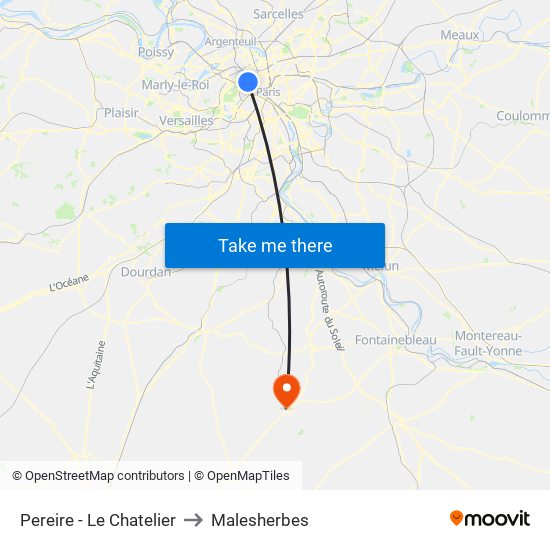 Pereire - Le Chatelier to Malesherbes map
