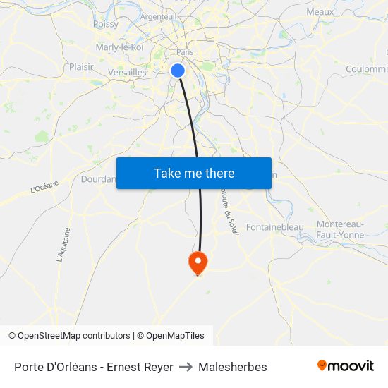 Porte D'Orléans - Ernest Reyer to Malesherbes map