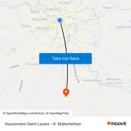 Haussmann Saint-Lazare to Malesherbes map