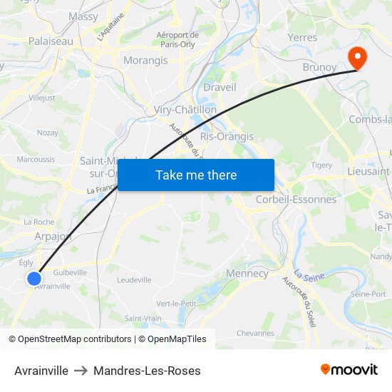 Avrainville to Mandres-Les-Roses map