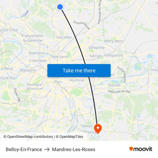Belloy-En-France to Mandres-Les-Roses map