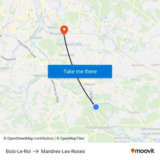 Bois-Le-Roi to Mandres-Les-Roses map