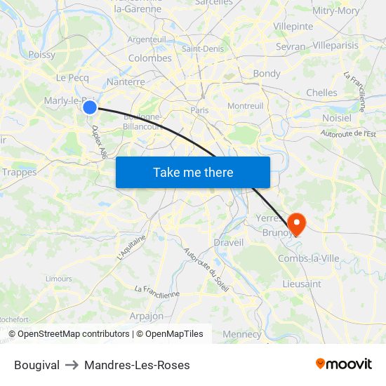 Bougival to Mandres-Les-Roses map