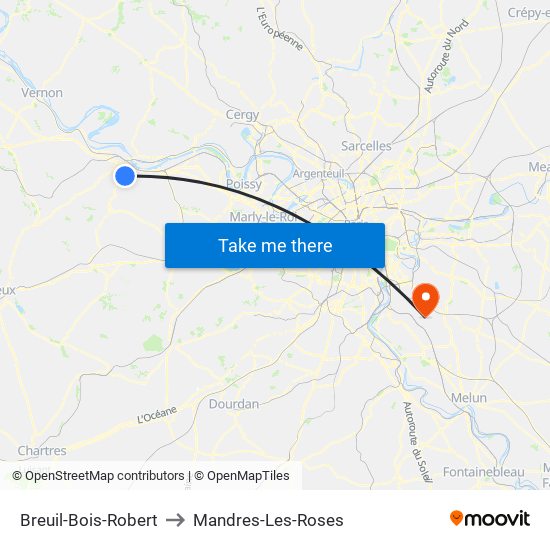 Breuil-Bois-Robert to Mandres-Les-Roses map