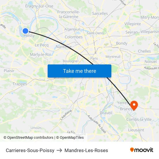 Carrieres-Sous-Poissy to Mandres-Les-Roses map