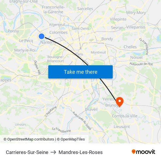 Carrieres-Sur-Seine to Mandres-Les-Roses map