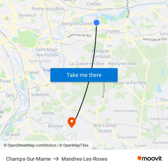 Champs-Sur-Marne to Mandres-Les-Roses map