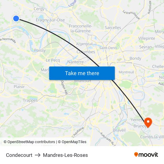Condecourt to Mandres-Les-Roses map