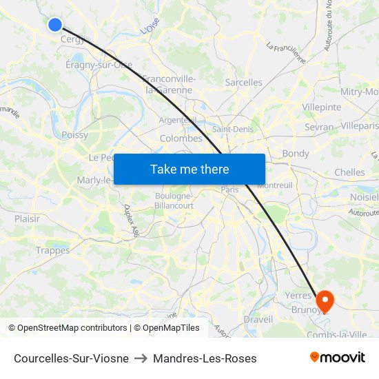 Courcelles-Sur-Viosne to Mandres-Les-Roses map
