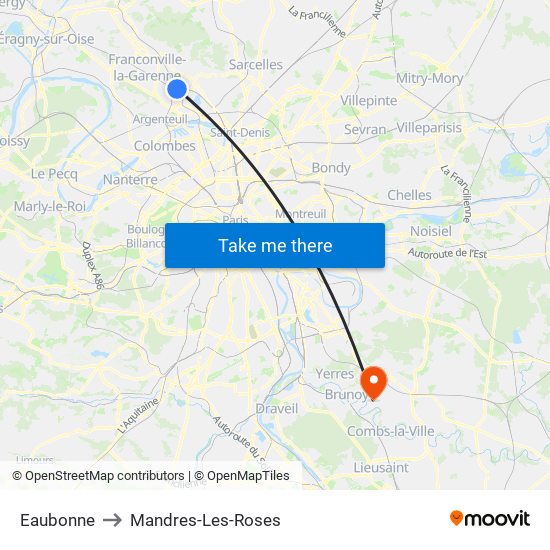 Eaubonne to Mandres-Les-Roses map
