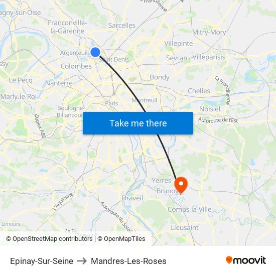 Epinay-Sur-Seine to Mandres-Les-Roses map