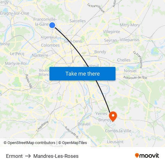 Ermont to Mandres-Les-Roses map