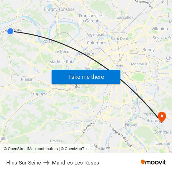 Flins-Sur-Seine to Mandres-Les-Roses map