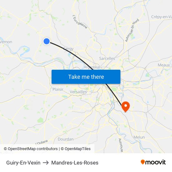 Guiry-En-Vexin to Mandres-Les-Roses map