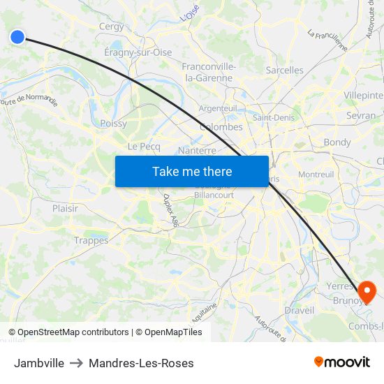 Jambville to Mandres-Les-Roses map