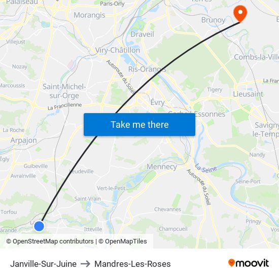 Janville-Sur-Juine to Mandres-Les-Roses map