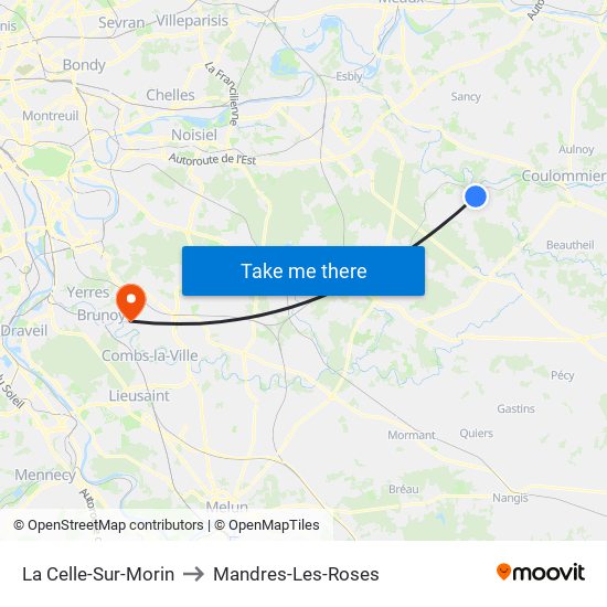 La Celle-Sur-Morin to Mandres-Les-Roses map