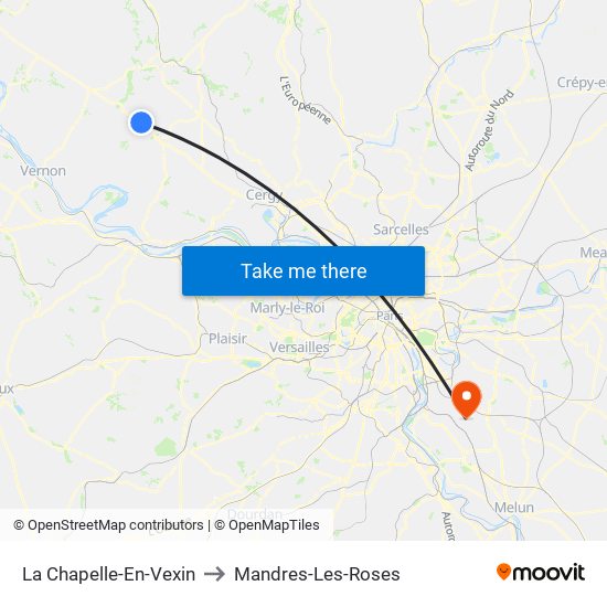 La Chapelle-En-Vexin to Mandres-Les-Roses map