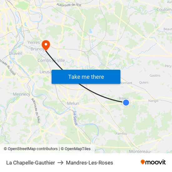 La Chapelle-Gauthier to Mandres-Les-Roses map