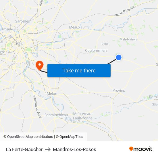 La Ferte-Gaucher to Mandres-Les-Roses map