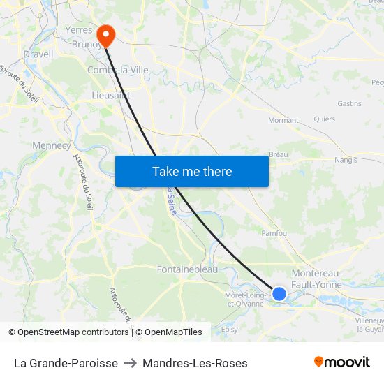 La Grande-Paroisse to Mandres-Les-Roses map