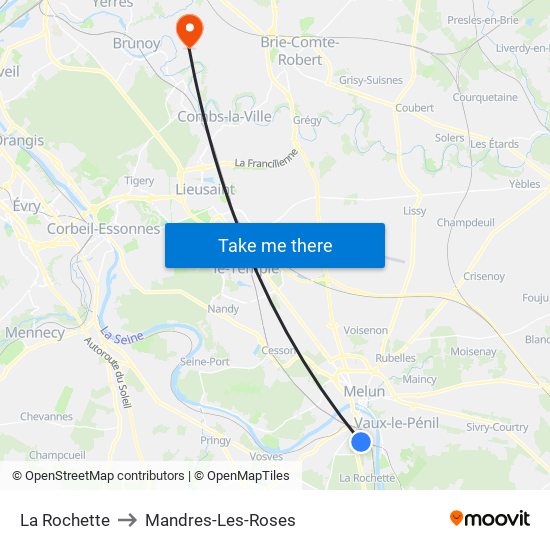 La Rochette to Mandres-Les-Roses map