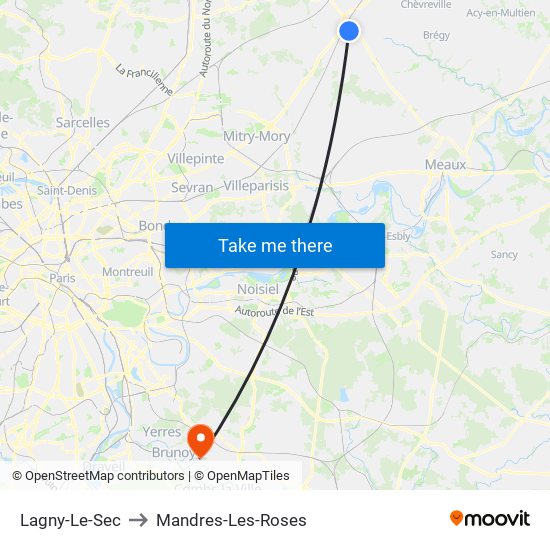 Lagny-Le-Sec to Mandres-Les-Roses map