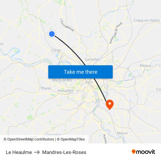 Le Heaulme to Mandres-Les-Roses map