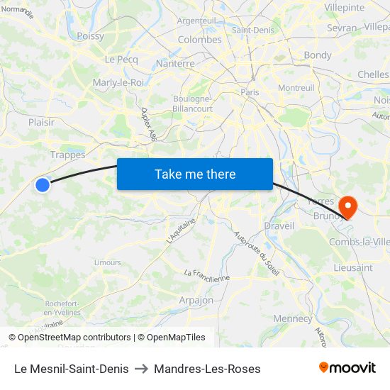 Le Mesnil-Saint-Denis to Mandres-Les-Roses map