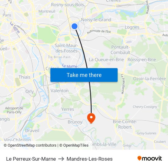 Le Perreux-Sur-Marne to Mandres-Les-Roses map