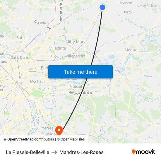 Le Plessis-Belleville to Mandres-Les-Roses map