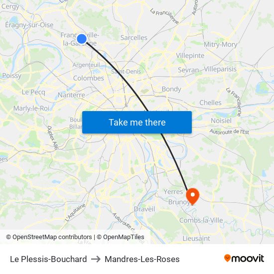 Le Plessis-Bouchard to Mandres-Les-Roses map