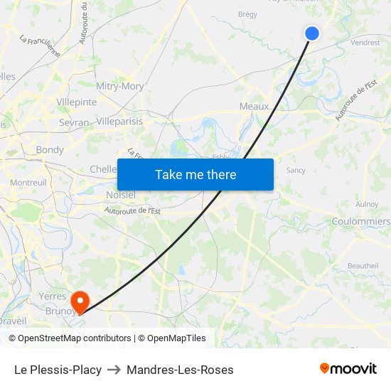 Le Plessis-Placy to Mandres-Les-Roses map