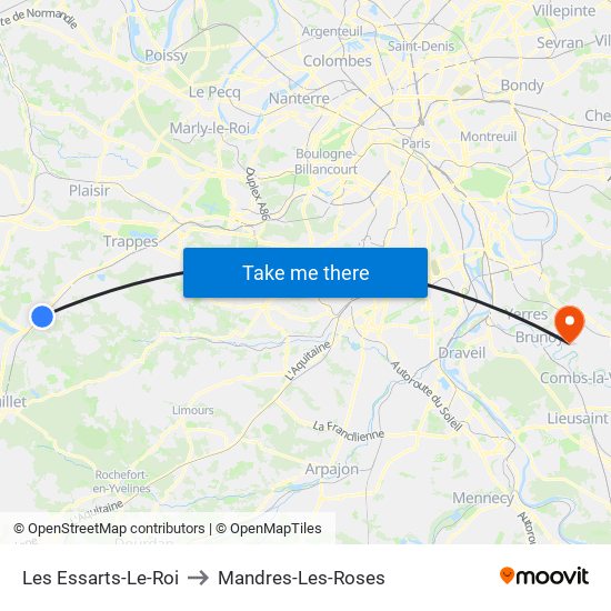 Les Essarts-Le-Roi to Mandres-Les-Roses map