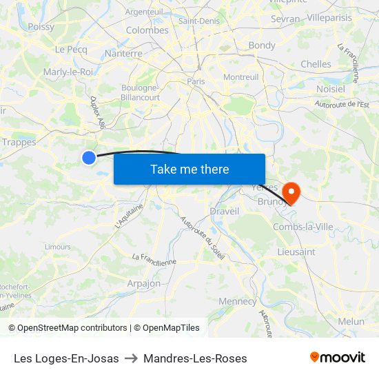 Les Loges-En-Josas to Mandres-Les-Roses map