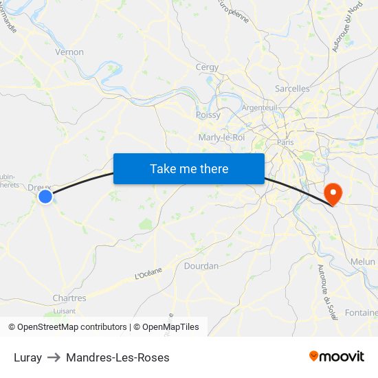 Luray to Mandres-Les-Roses map