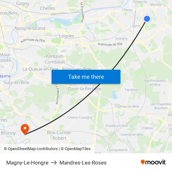 Magny-Le-Hongre to Mandres-Les-Roses map