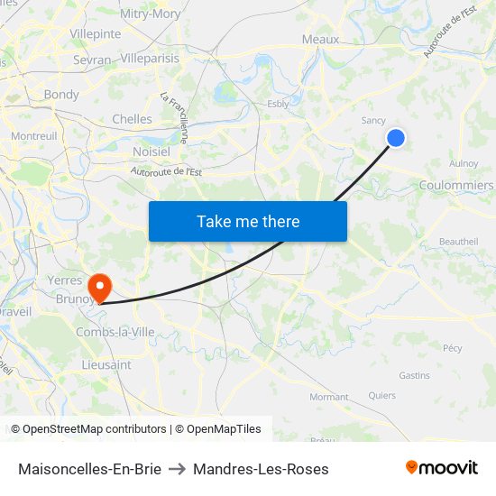 Maisoncelles-En-Brie to Mandres-Les-Roses map