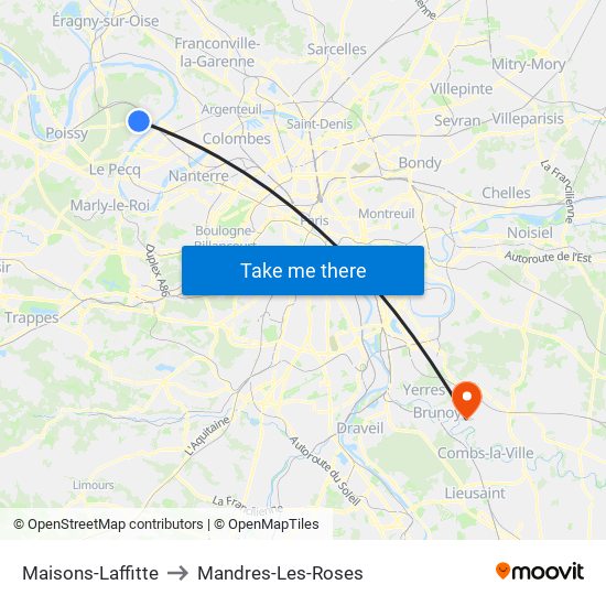 Maisons-Laffitte to Mandres-Les-Roses map