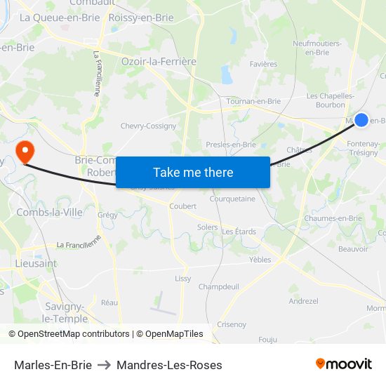 Marles-En-Brie to Mandres-Les-Roses map