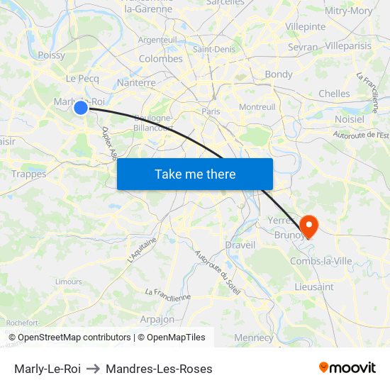 Marly-Le-Roi to Mandres-Les-Roses map